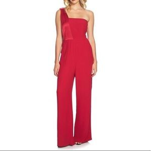 1 State Red One Shoulder Jumpsuit